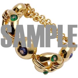 18Kt Yellow Gold Bracelet with 3.15ct of Emerald & Sapphires, .10ct of Diamonds