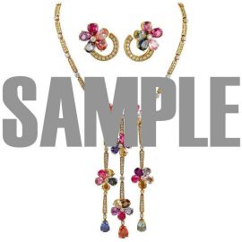 Bulgari Multicolored Sapphire Necklace and Earring Suite